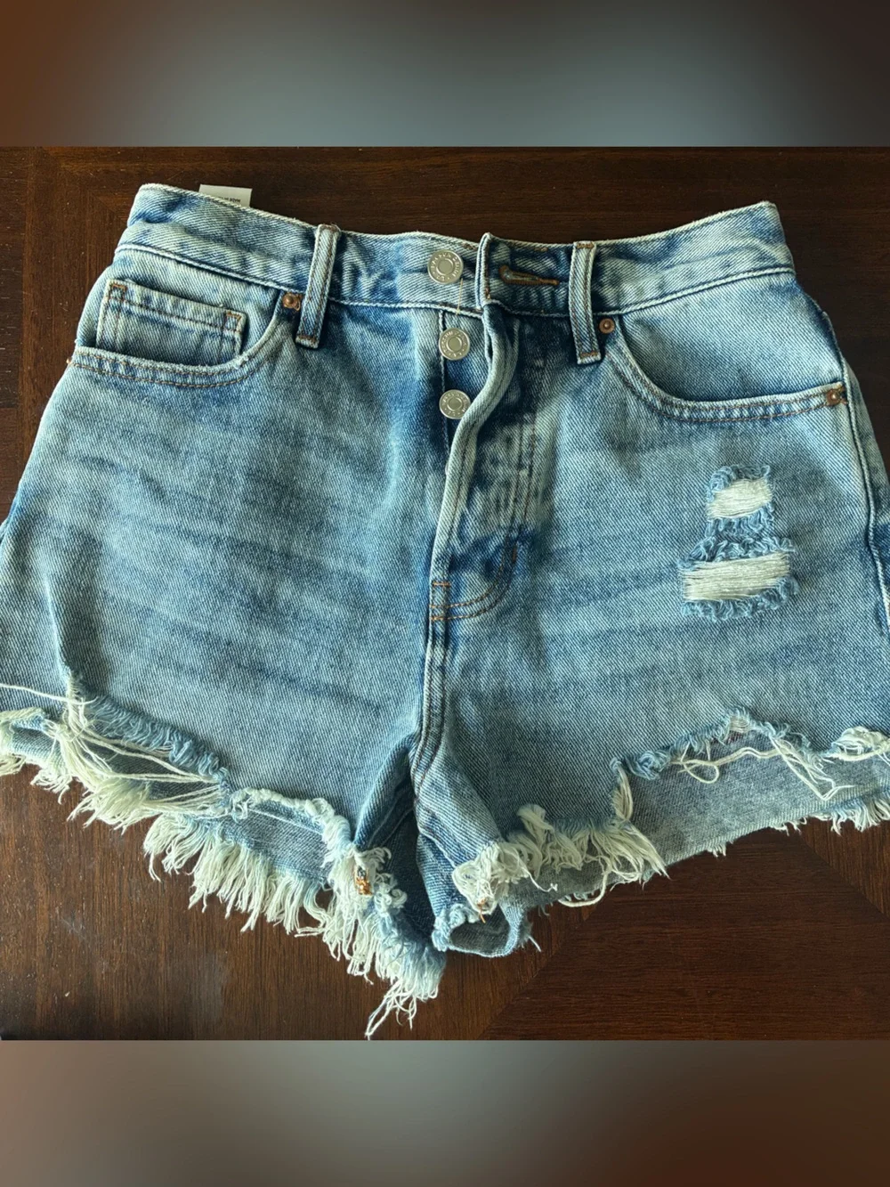 PACSUN women’s 24 distressed jeans & shorts Lot of 3 pairs Denim Light Wash